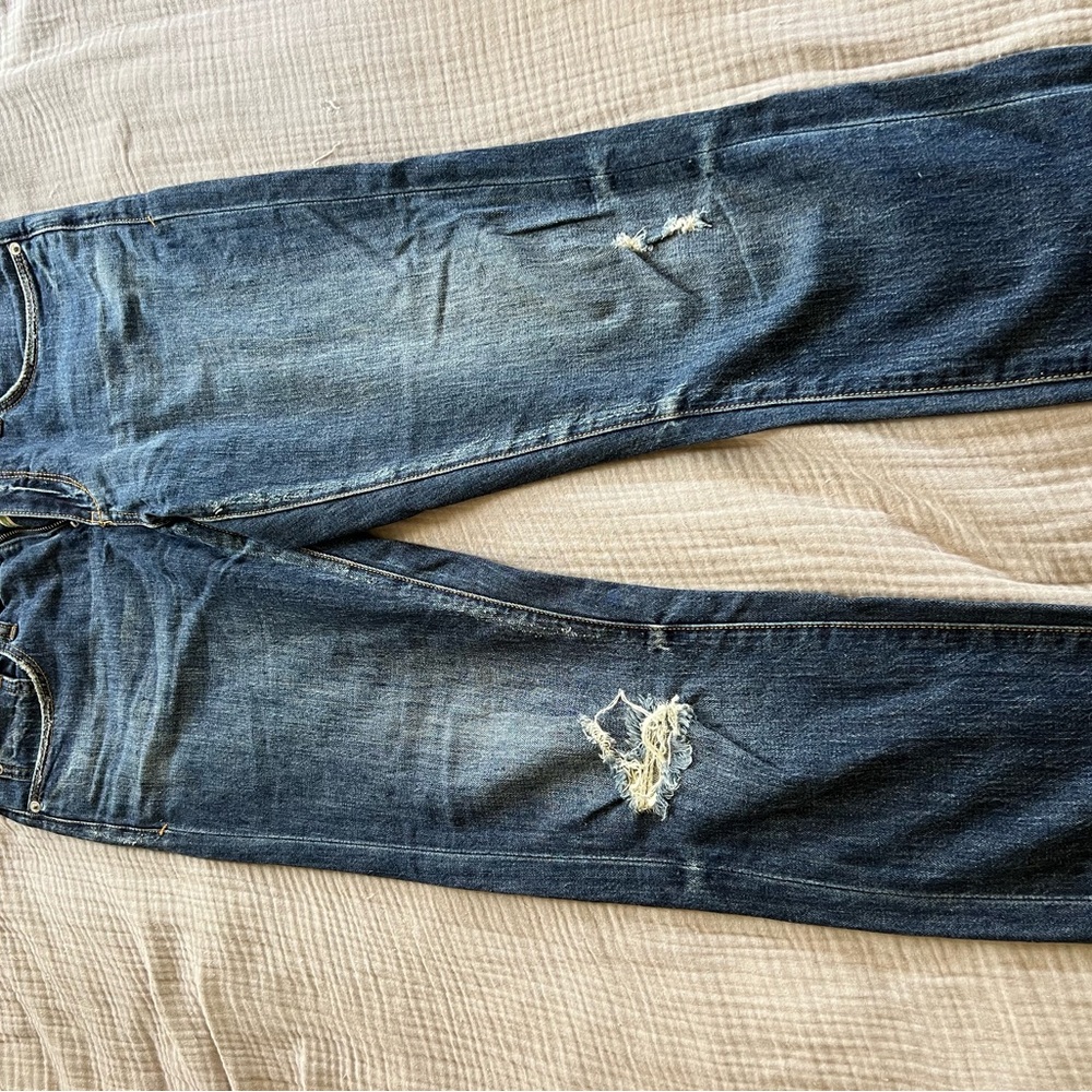 Pilcro Blue Boyfriend Jeans with Distressed Details